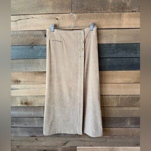 Vintage Button Skirt Christopher & Banks Taupe Midi Wrap Style